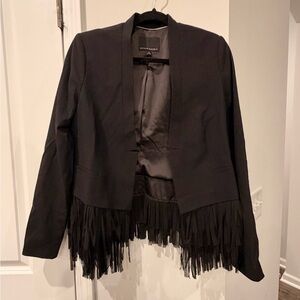 Banana Republic Black Fringe Hem Open Blazer